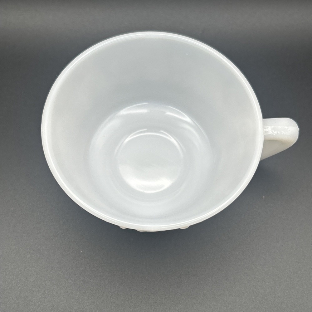 Vintage Hazel Atlas Glass Platonite Teacup Floral Rose Embossed White - Picture 2 of 7
